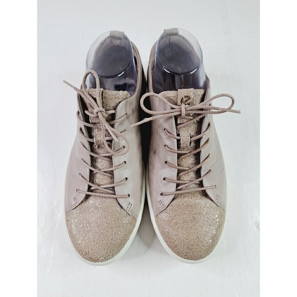 ECCO Soft 7 Shoes Womens 40 Rose Grey Leather Lace Up Sneaker Comfort - Picture 2 of 7